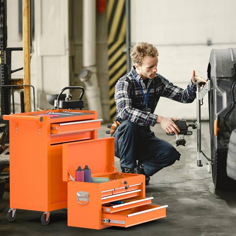 8-Drawer Rolling Tool Storage Cabinet with Detachable Top Tool Box