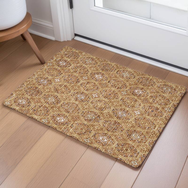 Machine Washable Indoor/ Outdoor Modern Hexi Chantille Rug