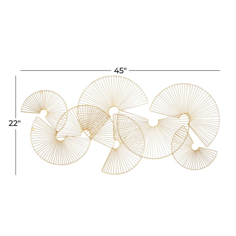 Metal Sunburst Half Moon Overlapping Wire Fan Home Wall Decor - Gold - CosmoLiving by Cosmopolitan