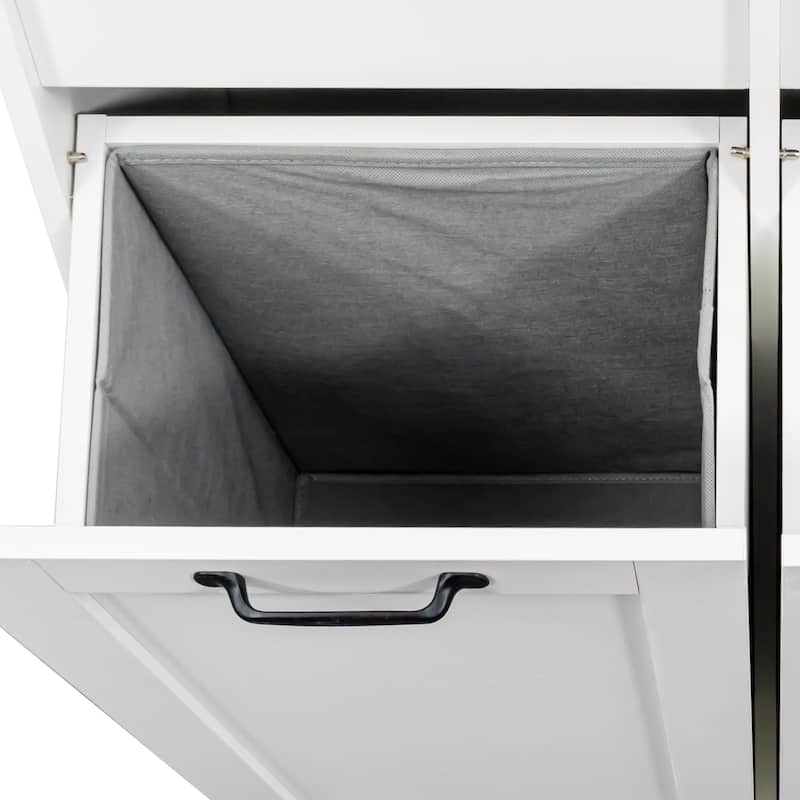 GDFStudio - 63" Freestanding Laundry Storage Cabinet with Tilt-Out Hampers, 4 Layer Open & Adjustable Shelving - Open shelf