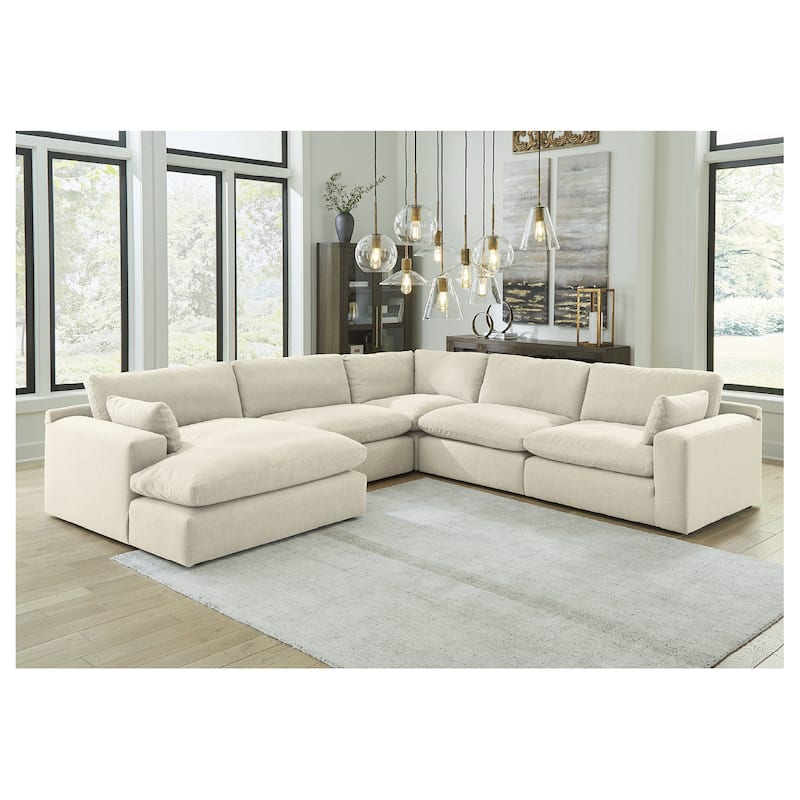 Signature Design by Ashley Elyza Ivory 5-Piece Sectional with Chaise - 135"W x 135"D x 36"H - Right Facing
