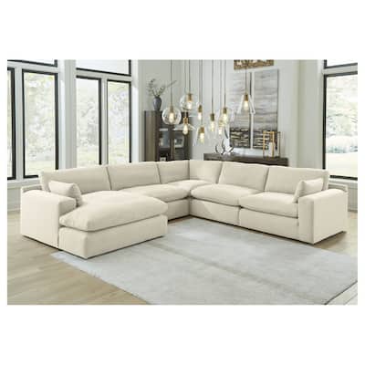 Signature Design by Ashley Elyza Ivory 5-Piece Sectional with Chaise - 135"W x 135"D x 36"H