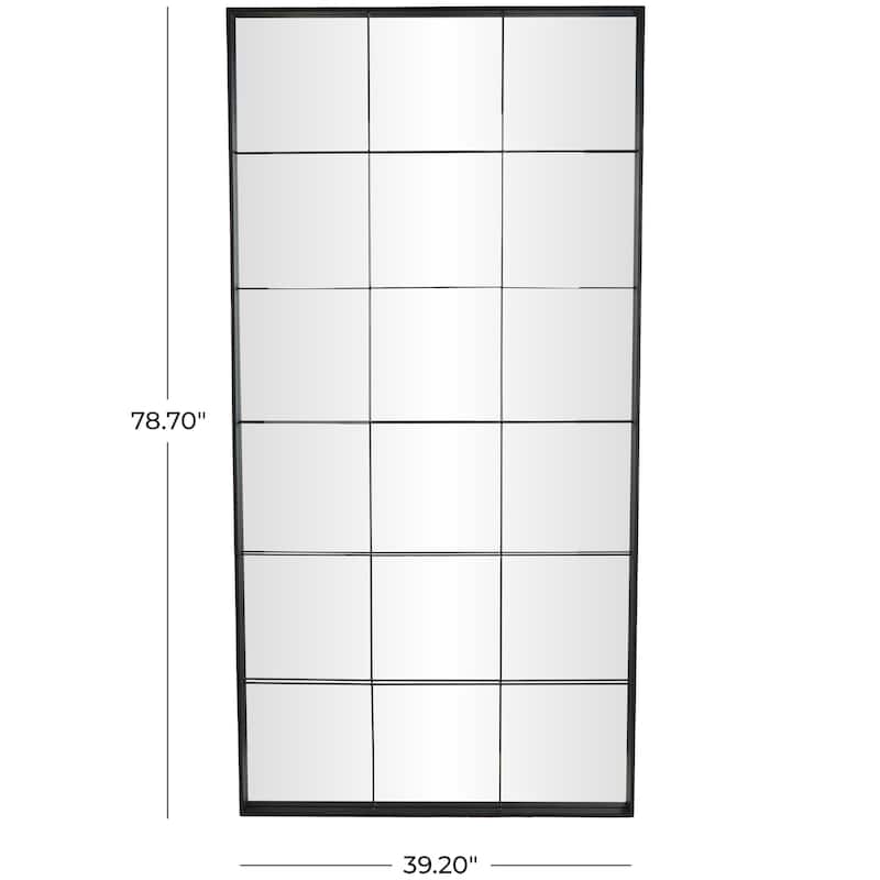 Metal Window Pane Inspired Floor Mirror - Black - Roche River Decor