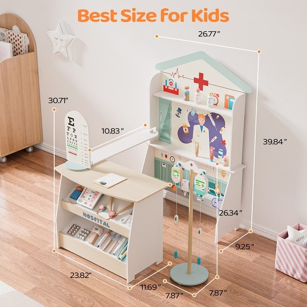 Wooden Hospital Pretend Playset with IV Stand