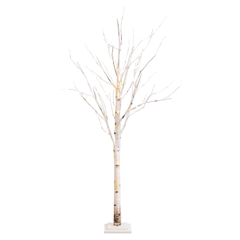 5ft. Pre-Lit Artificial Birch Tree with 76 Warm White LED Lights - Elegant Seasonal Holiday X-Mas Glow