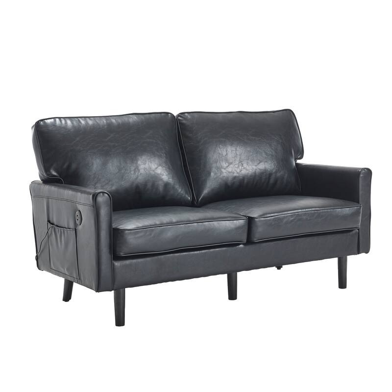 Loveseat Sofa,Mid Century Modern Love Seat, 2 Seater Sofa Couches For Living Room,Small Couch With Usb & Removable Pillow Cover