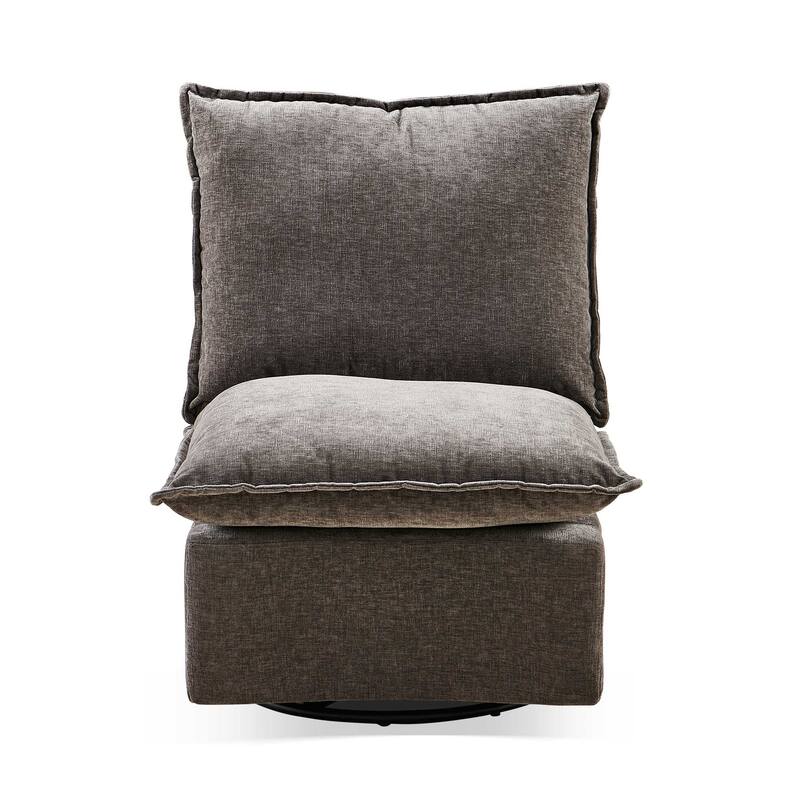 Dark Gray Modern 28.74" Upholstered Chenille 360 Swivel Rocking Chair with Metal Legs for Living Room