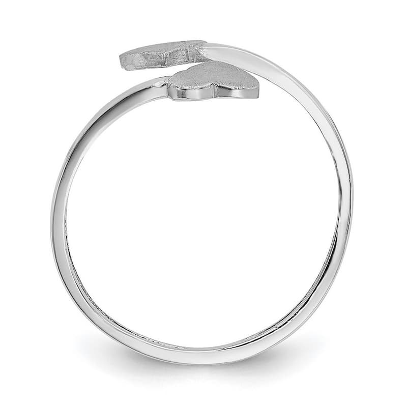 Curata 14 karat White Gold Satin Double Love Heart Adjustable Toe Ring (4mm)