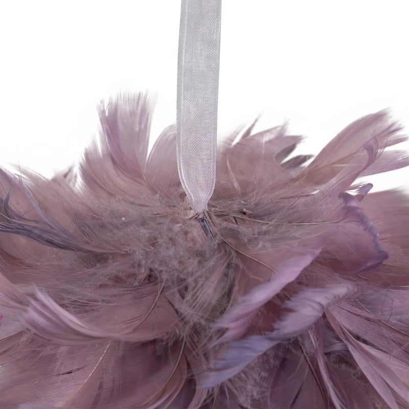 Feathered Christmas Ball Ornament - 5.5" - French Lilac