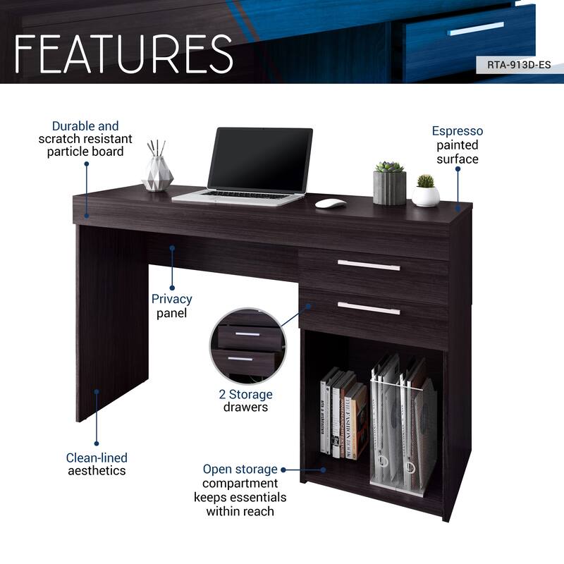 Home Office Workstation with Storage, Espresso