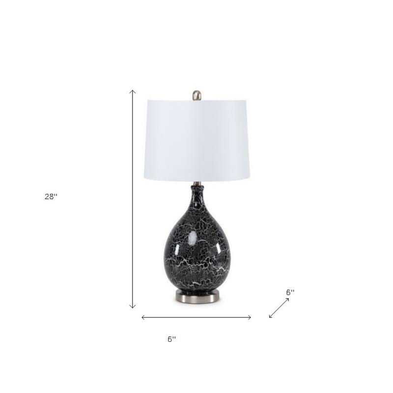 Set of 2 Modern Grey Glass Table Lamps with White Linen Empire Shade and Geometric Base - 28”H x 6”W x 6”D