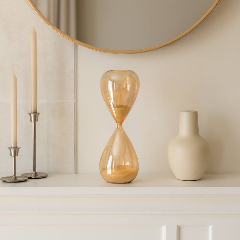 Modern Glass Hourglass Sculpture - Home Decor