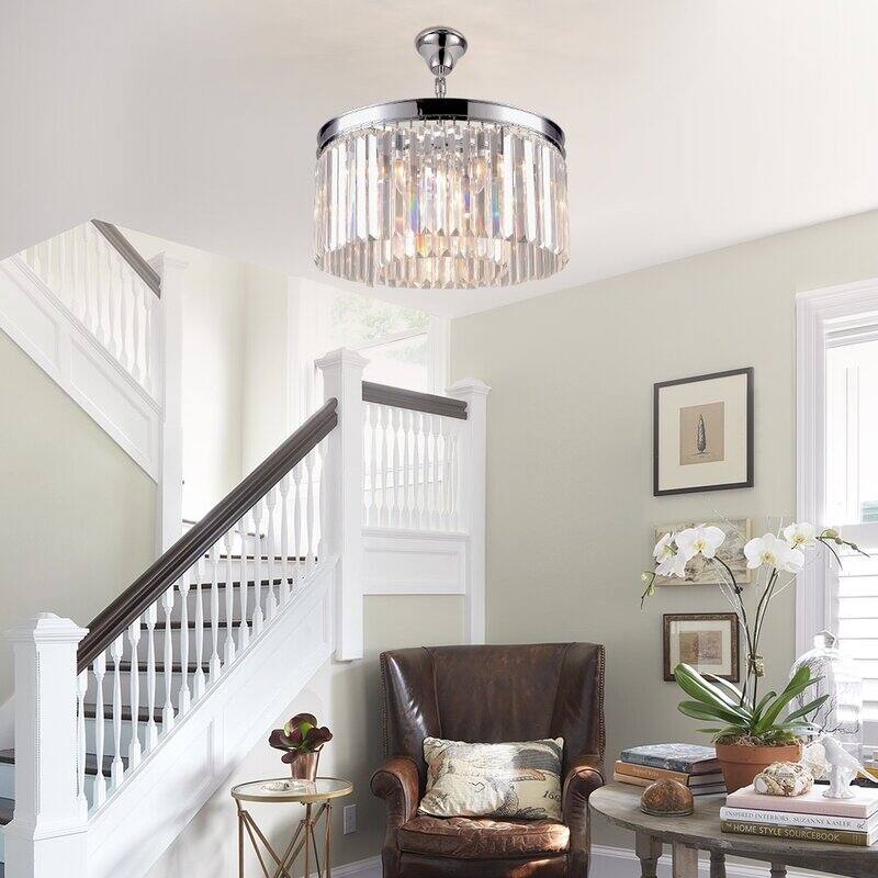 Maxax 5 - Light Unique/Statement Drum Chandelier with Crystal Accents