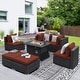 preview thumbnail 67 of 154, FINCATI Outdoor High-back Wicker Patio Sectional Set, 500 lbs Luxury Oversized Conversation Set, Spacious Couch Set