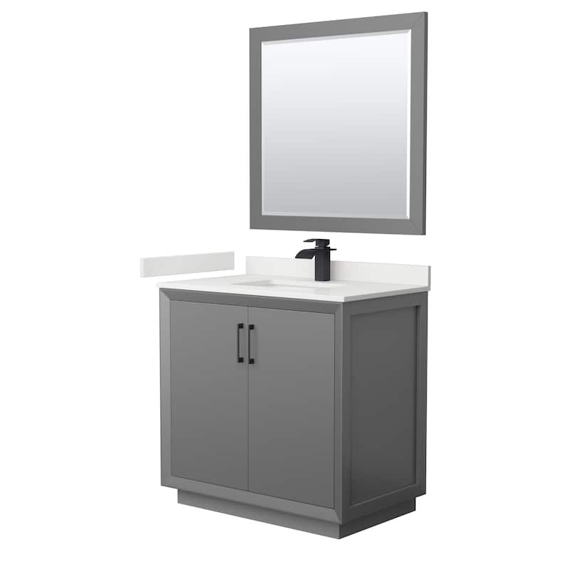 Strada 36-inch Single Vanity, Quartz Top, 34-inch Mirror