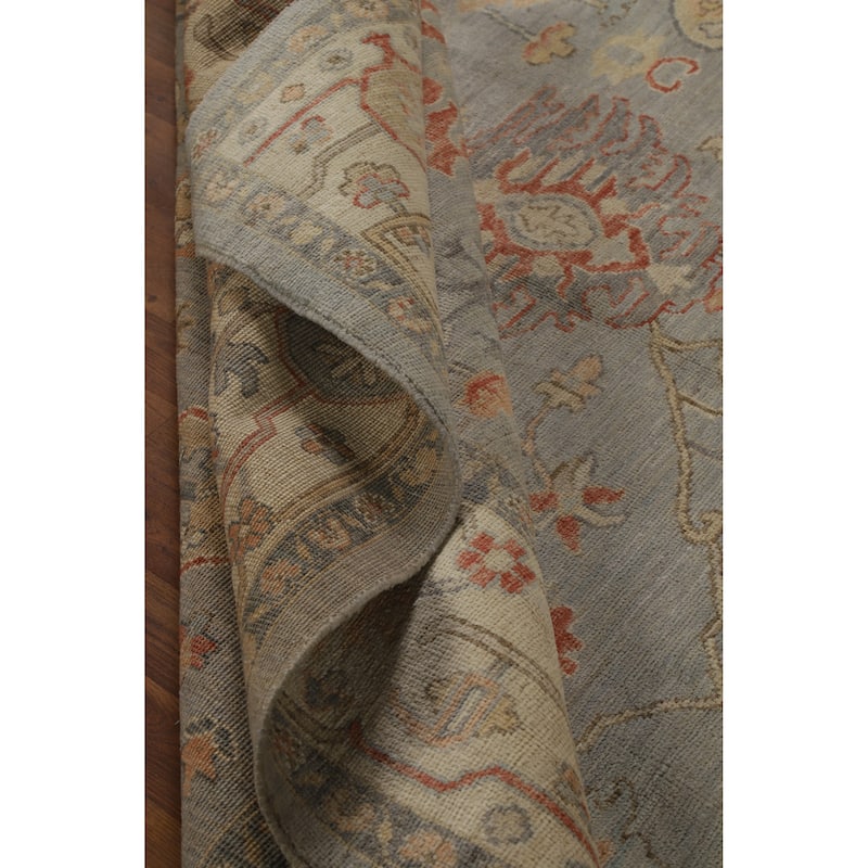 Hand Knotted Oriental 100% Wool Carpet Transitional All-Over Greys & Charcoal Oushak Area Rug - 9' 8'' X 8' 1''