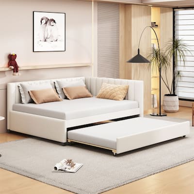 Merax Full Size Upholstered Daybed with Trundle