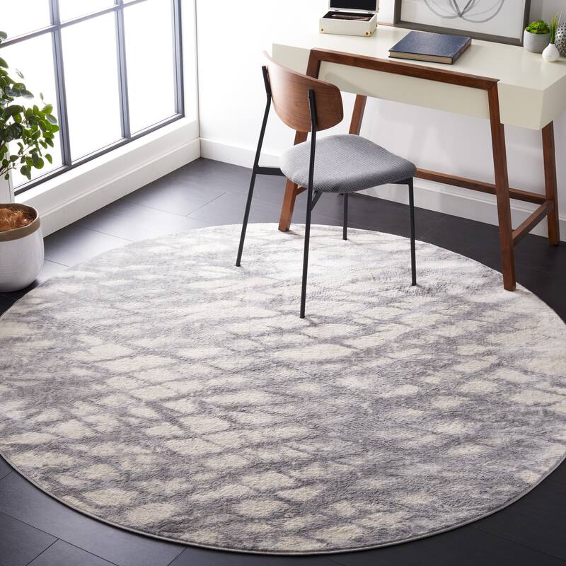 SAFAVIEH Jasper Daria Modern & Contemporary Rug - 6'7" Round - Grey/Ivory