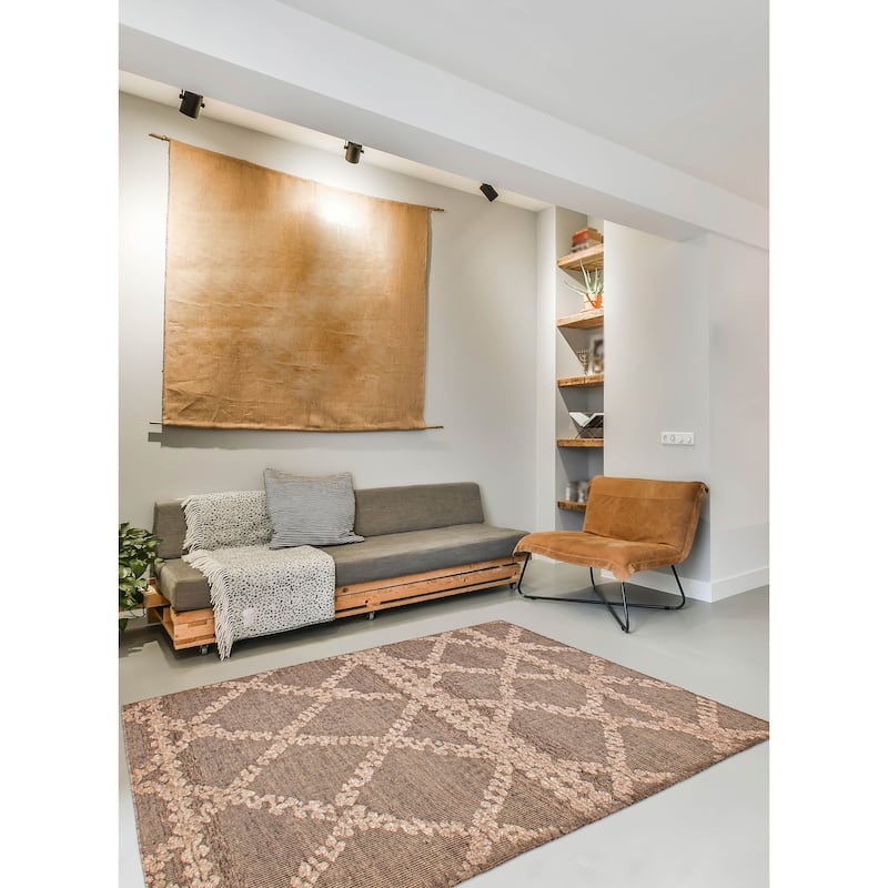ECARPETGALLERY Hand-knotted Tangier Taupe Wool Rug - 5'3 x 7'8
