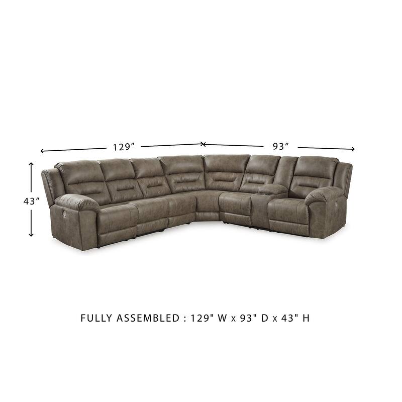 Signature Design by Ashley Ravenel Brown 4-Piece Power Reclining Sectional - 129"W x 93"D x 43"H