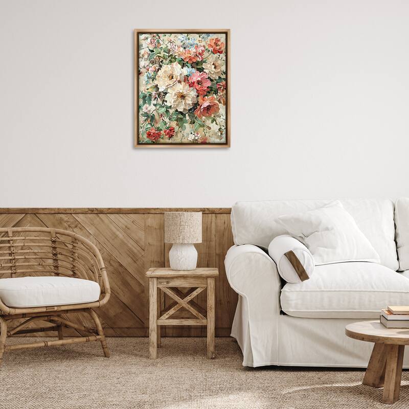 Stupell Aged Abstract Flowers Framed Floater Canvas Wall Art Design By Franklyn Gregory