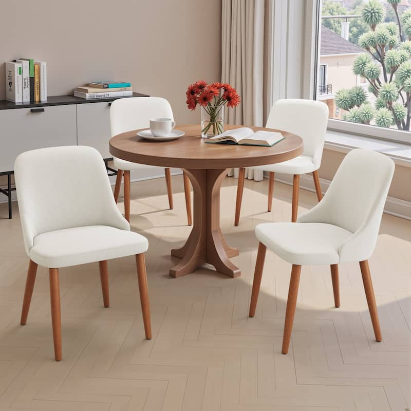 Modern Dining Chair Upholstered Accent Chairs with Solid Wood Legs