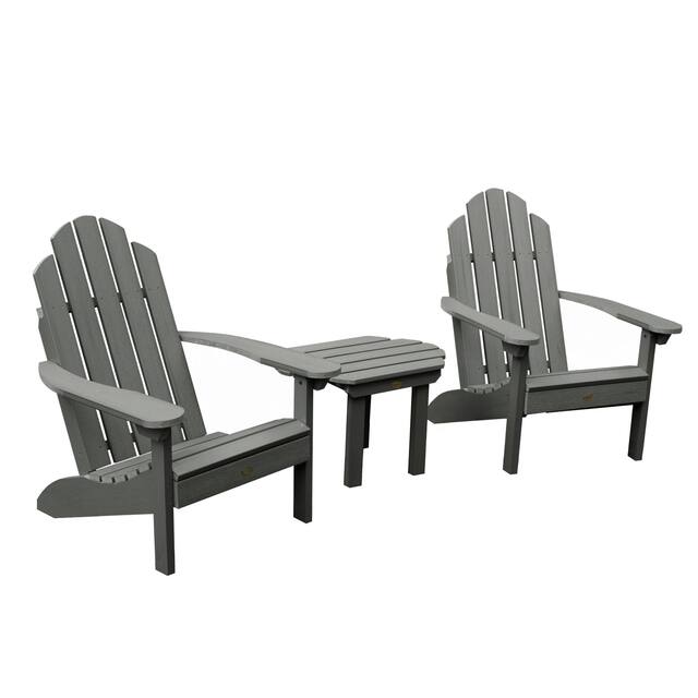 2 Classic Westport Adirondack Chairs and Side Table - Coastal Teak