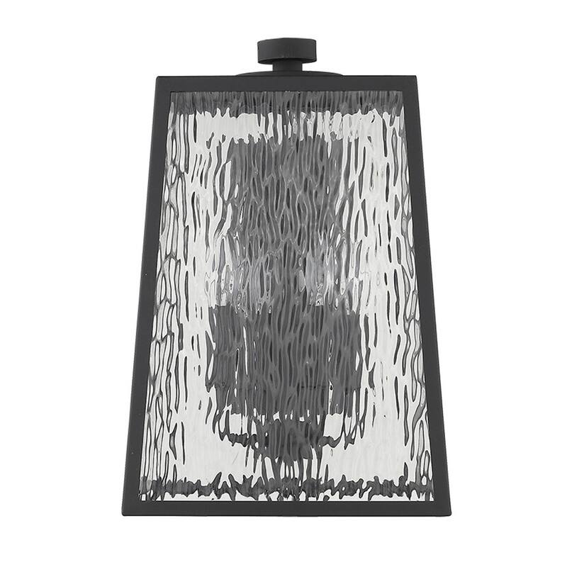 Black 4-Light Outdoor Wall Sconce with Seeded Glass Shade Garden Flush Mount Fixture - 17"