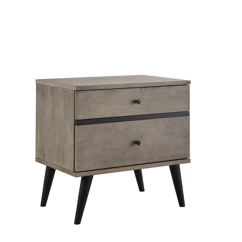 Noe Mid-Century Grey Finish 2-Drawer Nightstand by iNSPIRE Q Modern