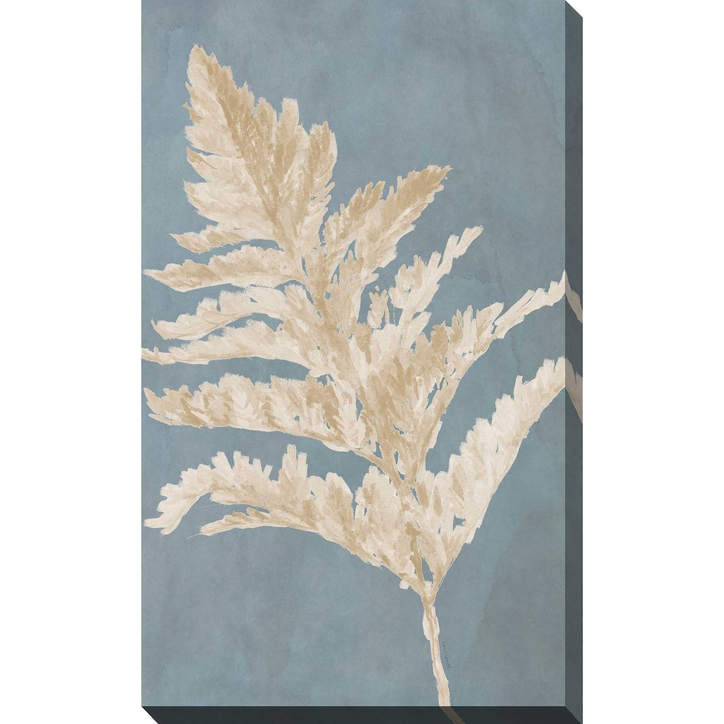 "Tan Leaf on Blue I" Print on Canvas