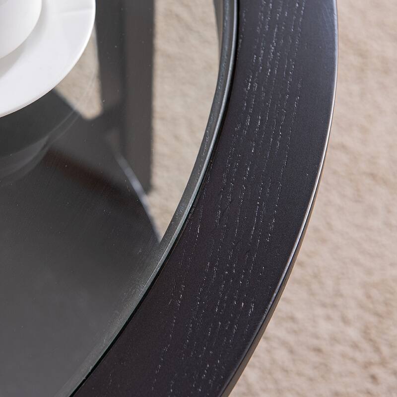Round Coffee Table With Glass Top and Storage