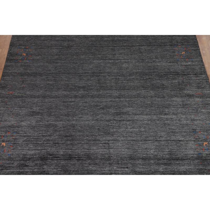 Gabbeh Oriental Area Rug Handmade Tribal Grey Silk Carpet - 8'11" x 11'11"