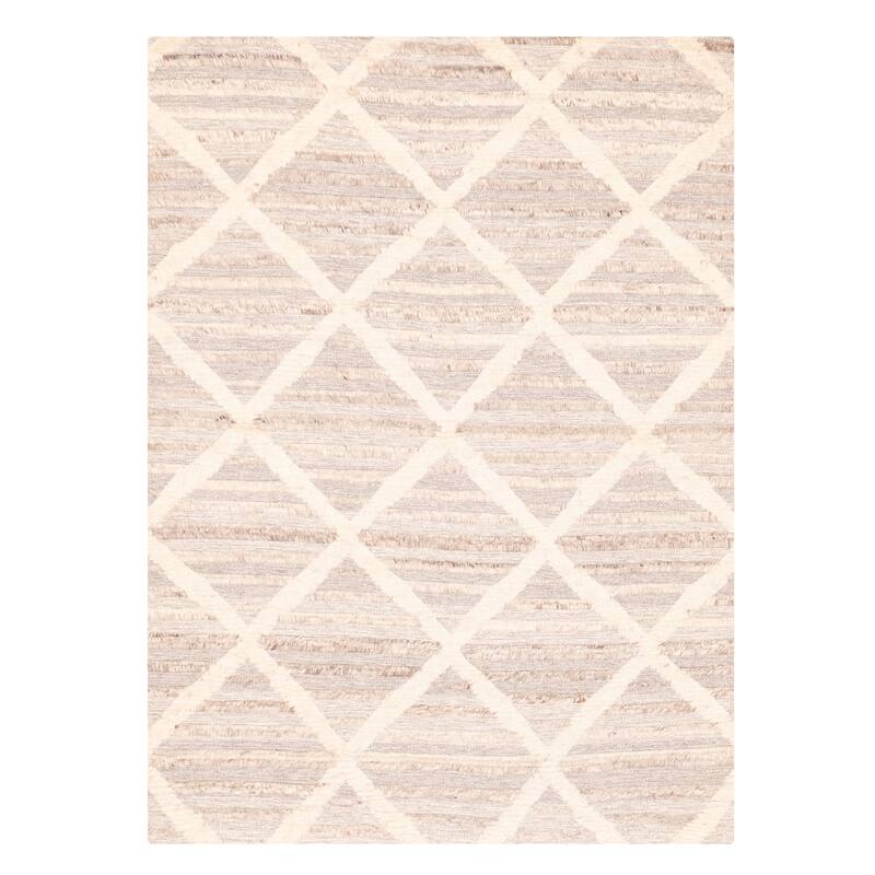 ECARPETGALLERY Hand-knotted Tangier Grey Wool Rug - 5'4 x 7'4