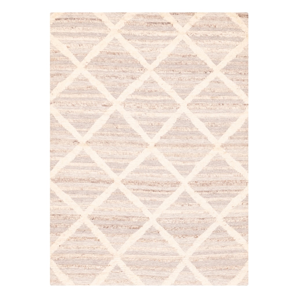 ECARPETGALLERY Hand-knotted Tangier Grey Wool Rug - 5'4 x 7'4