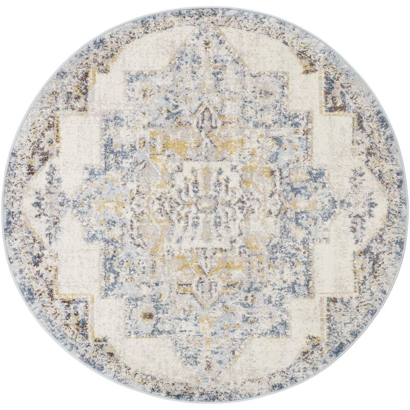 Livabliss Ankara Traditional Medallion Area Rug - Teal - 5'3" x 5'3" Round - Round
