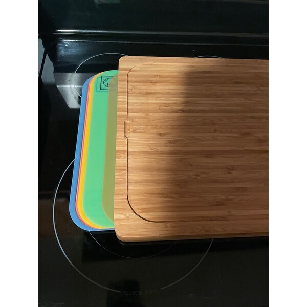 Seville Classics Bamboo Cutting Board with 7 Mats