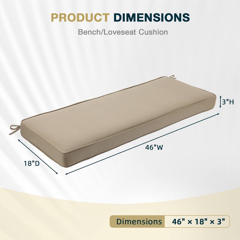 Aoodor Patio Furniture 46" x 18" x 3.1" Outdoor Bench Cushion