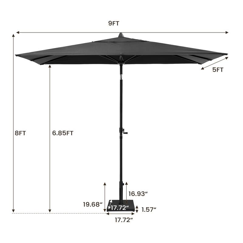 Pellebant Outdoor 9 x 5 FT Patio Market Umbrella Rectangular