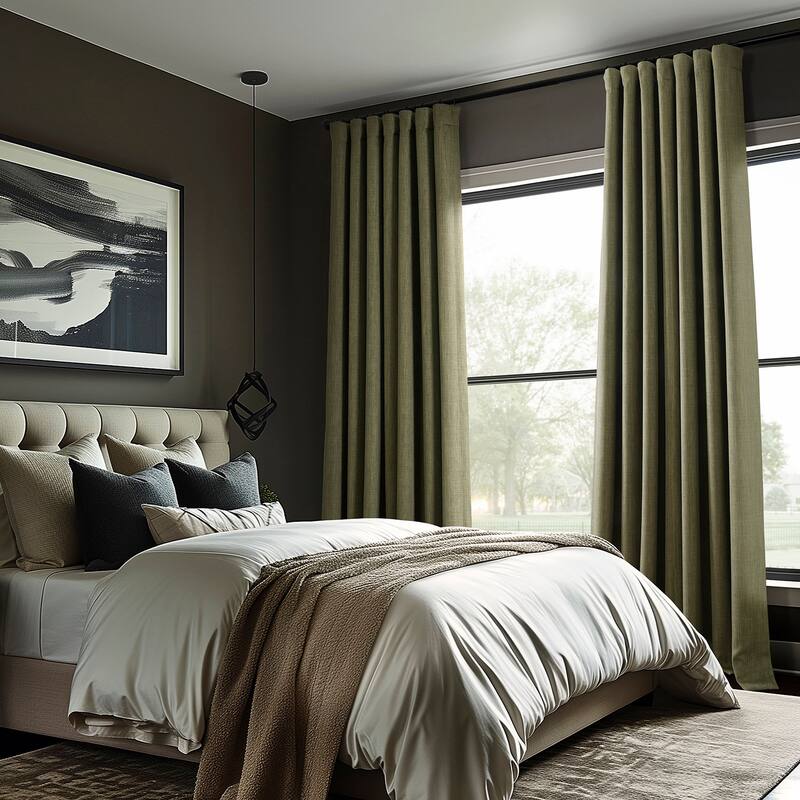 Exclusive Fabrics Faux Linen Room Darkening Curtain (1 Panel)