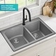 preview thumbnail 20 of 42, KRAUS Forteza Granite 33 inch 60/40 Undermount Drop-in Kitchen Sink