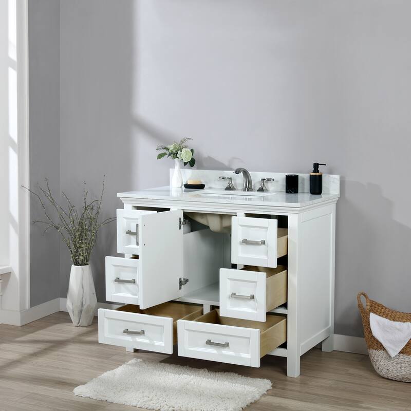 Altair Isla Single Bathroom Vanity Set and Aosta White Countertop without Mirror