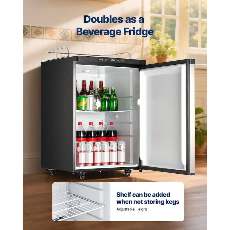 Full Size Beer Kegerator with Triple Tap for Home Bar, 162L - 23.7 x 30.1 x 53.1 in