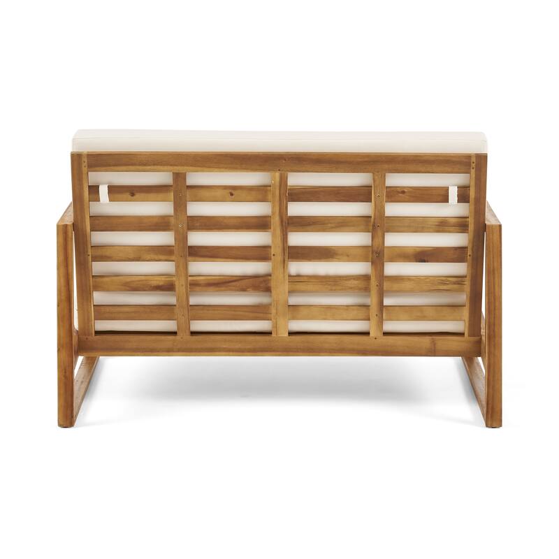 Roomfitters Belgian Outdoor Loveseat and Coffee Table Set, Modern Patio Furniture, Durable Acacia Wood Frame