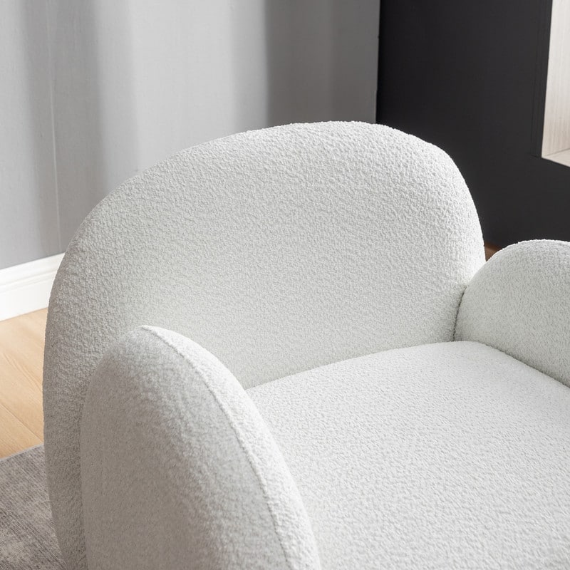SEYNAR Modern Glam Boucle Upholstered Swivel Accent Armchair, 360 Degree Swivel Barrel Chair Set of 2 for Living Room
