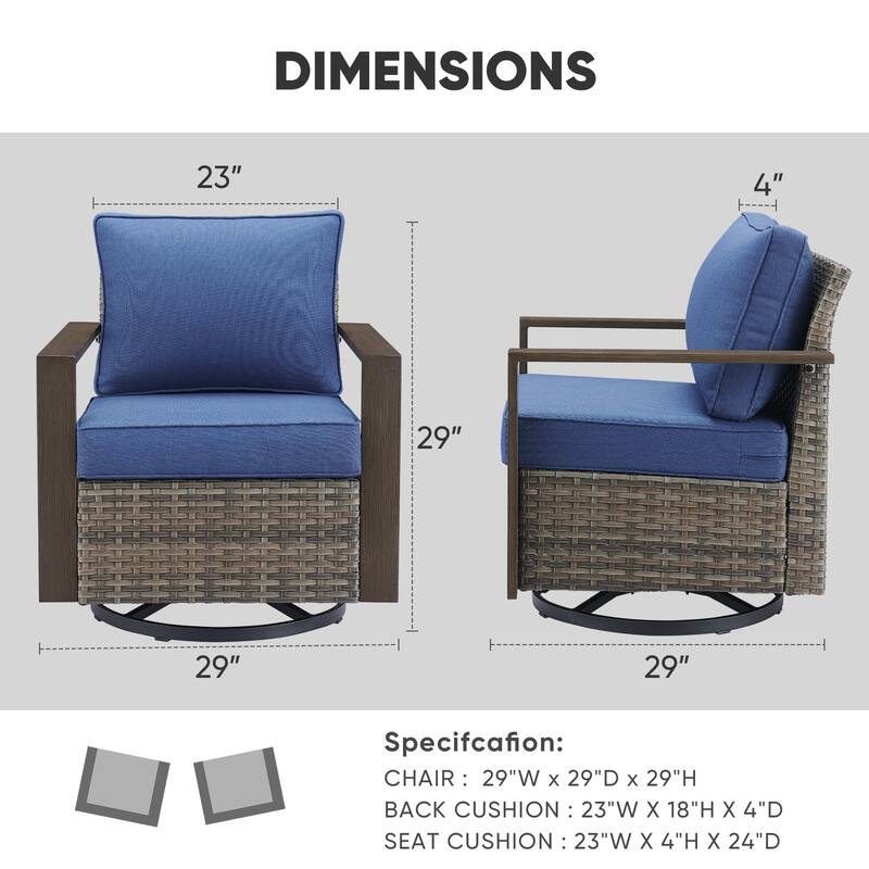Outdoor Swivel Chair with Thick Cushion