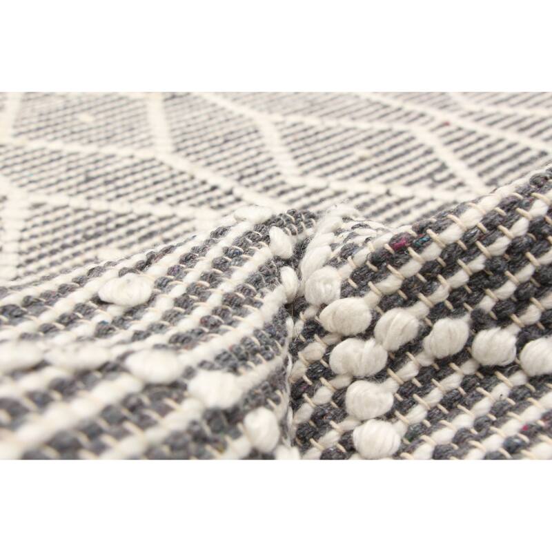 ECARPETGALLERY Braid weave Sienna Grey Wool Rug - 6'0 x 8'11