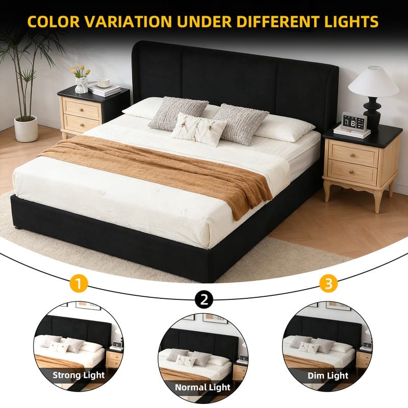 Modern Minimalist Upholstered Storage Bed with Lift-Up Platform