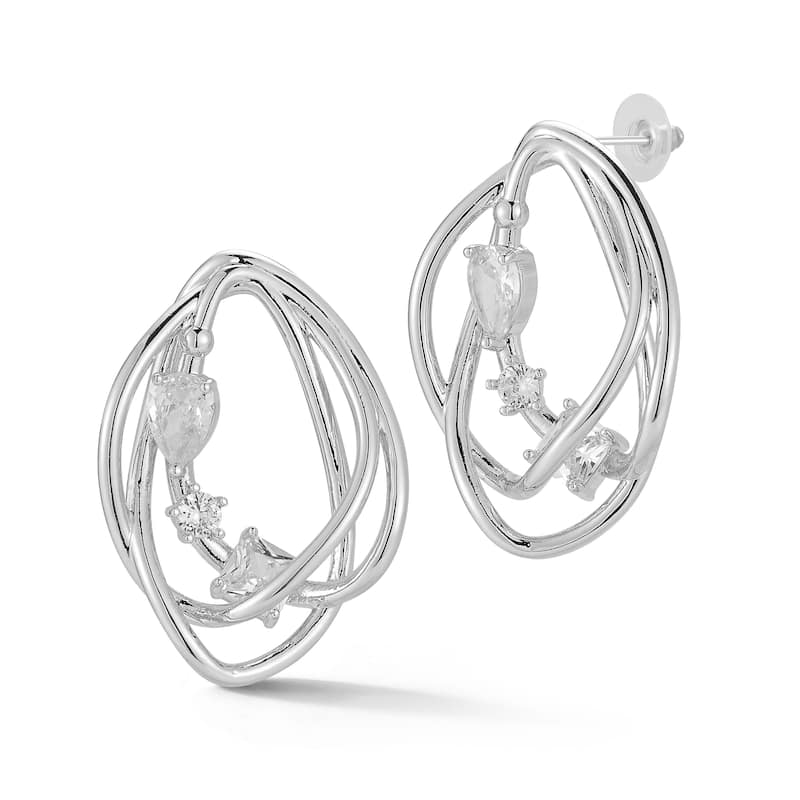 Chloe & Madison CZ Oval Studs - Silver