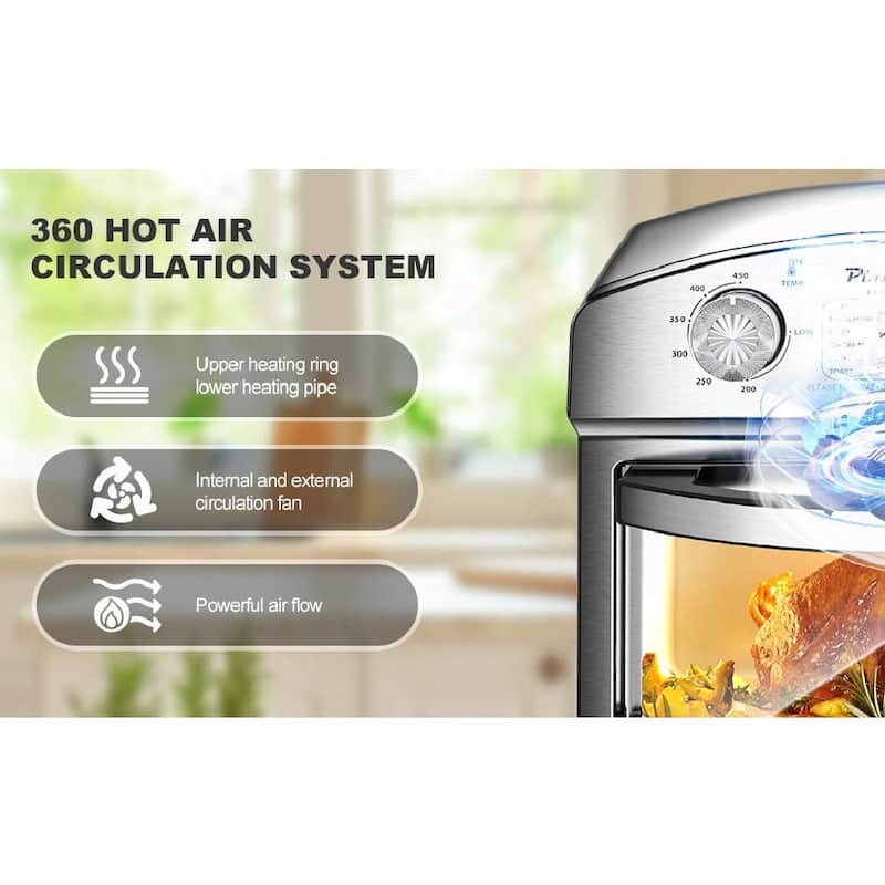 12.5 Quart 7-in-1 Convection Toaster Oven, 1500W, Stainless Steel, with 5 Pre-Set Menus