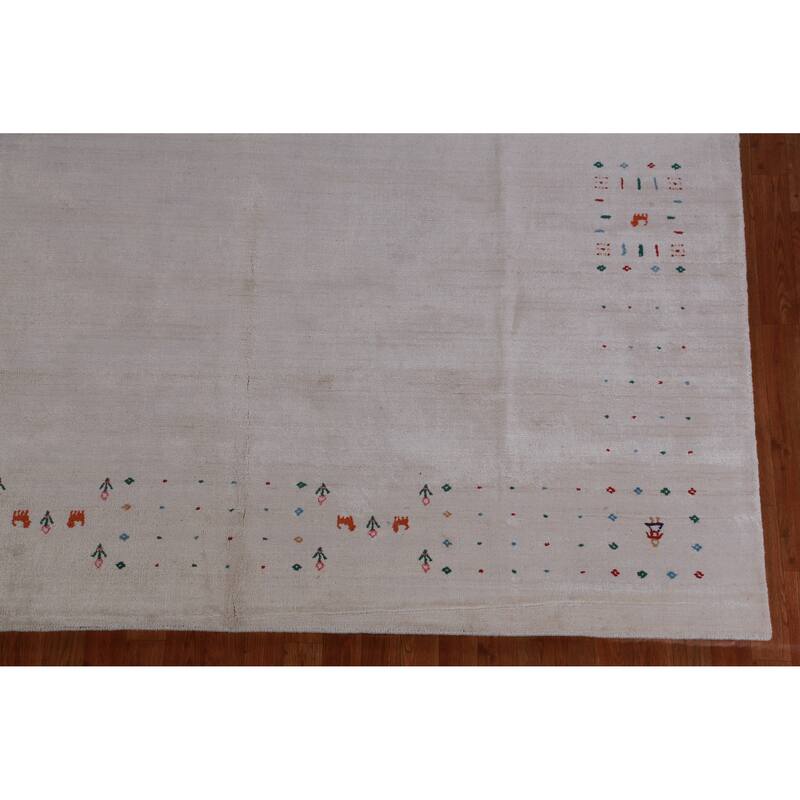 Hand Knotted Oriental 100% Wool Carpet Tribal Tribal Greys & Charcoal Gabbeh Area Rug - 9' 11'' X 8' 1''